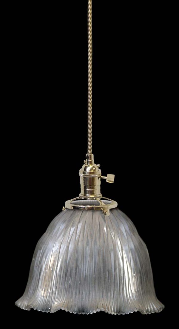 Down Lights - Custom Antique Holophane 7.25 in. Clear Glass Pendant Light