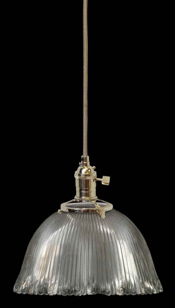 Down Lights - Custom Antique Holophane 7.375 in. Clear Glass Kitchen Pendant Light
