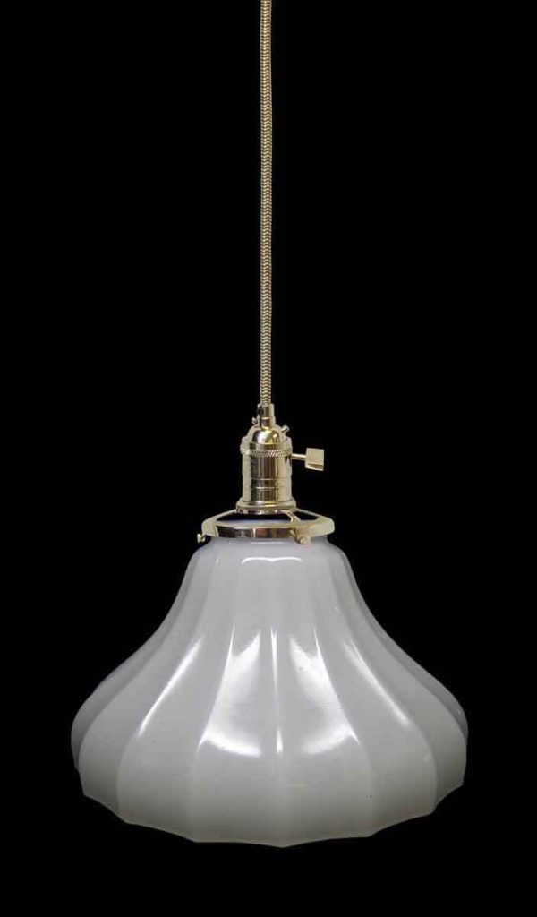 Down Lights - Custom Antique Milk Glass White 7.25 in. Kitchen Pendant Light