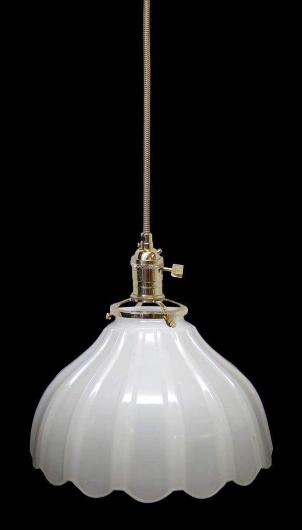 Down Lights - Custom Antique White Milk Glass 7 in. Kitchen Pendant Light
