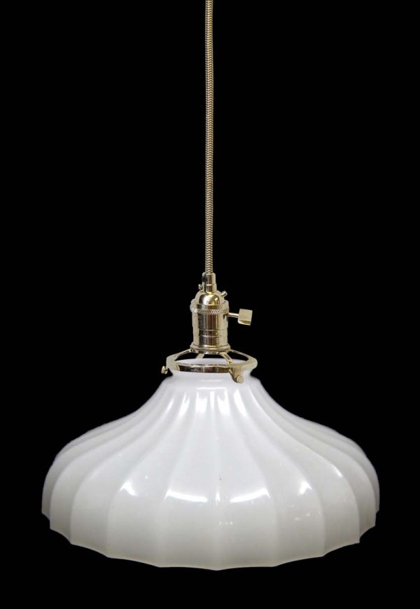 Down Lights - Custom Antique White Milk Glass 9 in. Kitchen Pendant Light