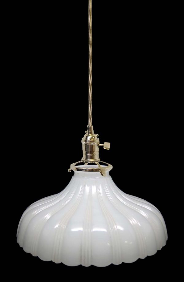 Down Lights - Custom Antique White Milk Glass 9.25 in. Kitchen Pendant Light