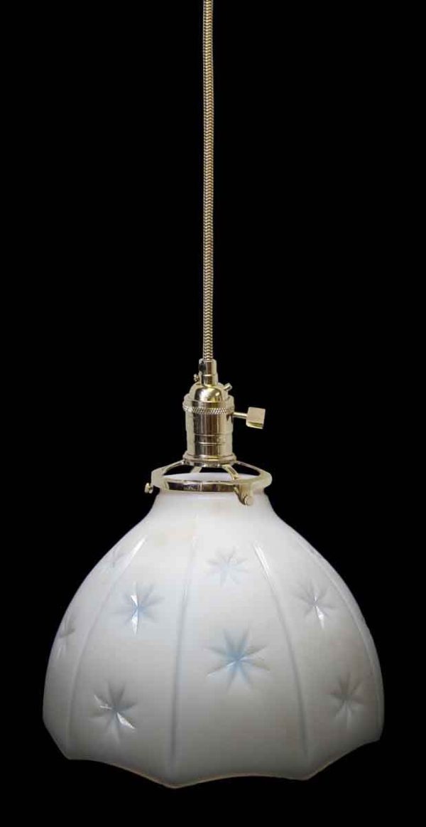 Down Lights - Custom Vintage Star Milk Glass 7.125 in. Pendant Light