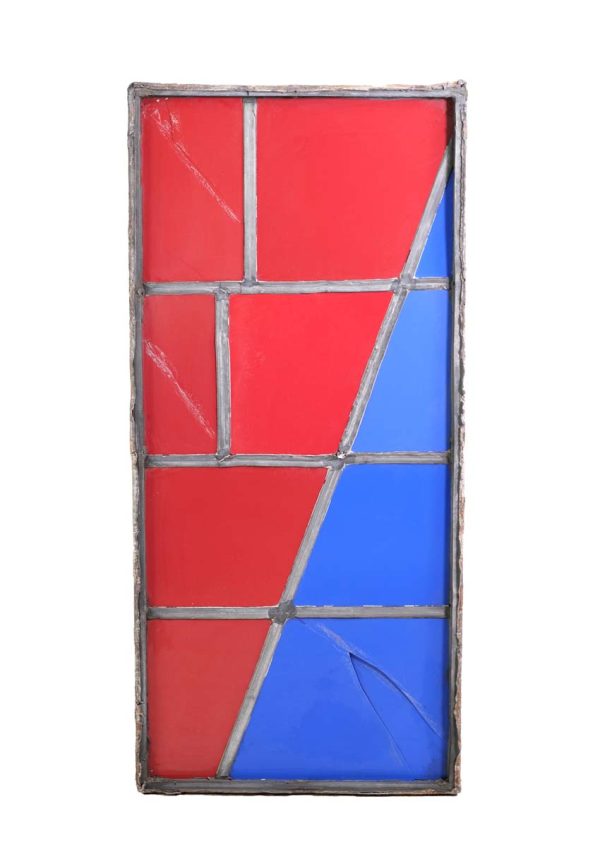 Exclusive Glass - Robert Sowers Red & Blue 10 Pane JFK Airport Stained Glass Window