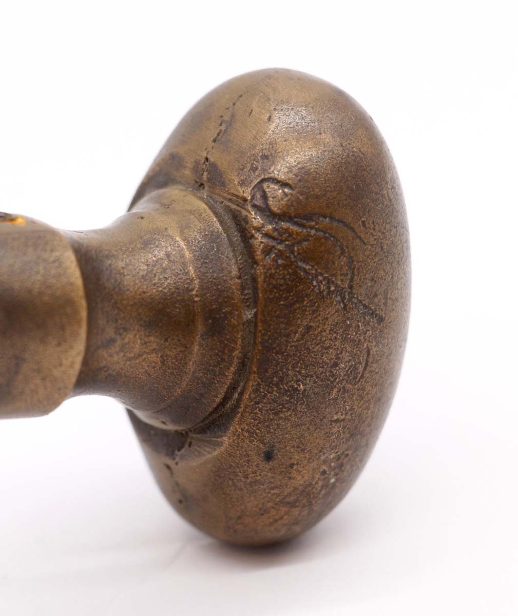 Antique Heavy Cast Bronze Brass Oval Door Knobs