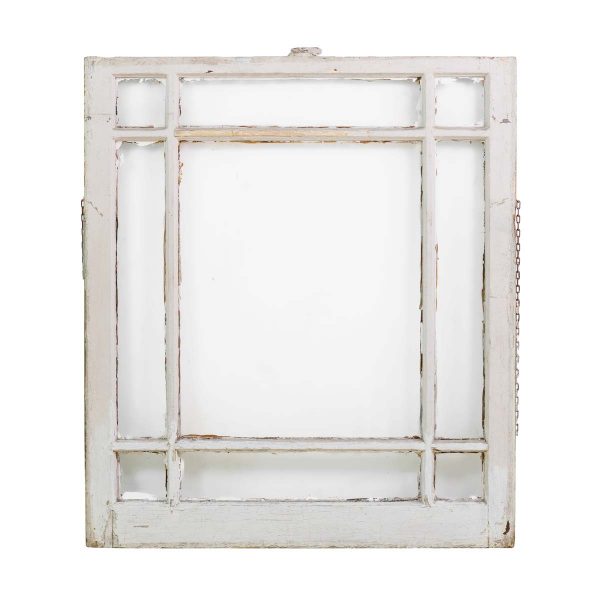 Reclaimed Windows - Antique Clear 9 Pane Queen Anne Pine Frame Window