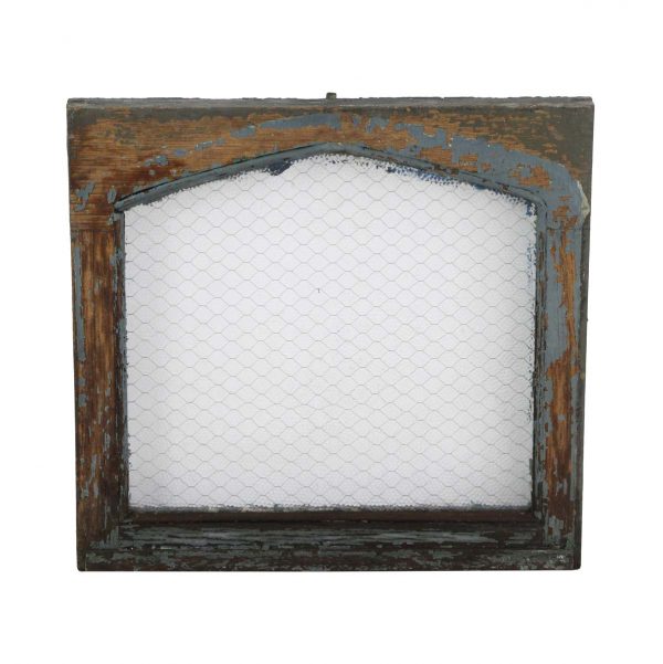 Reclaimed Windows - Gothic Arch Wood Framed Pebbled Chicken Wire Glass Window