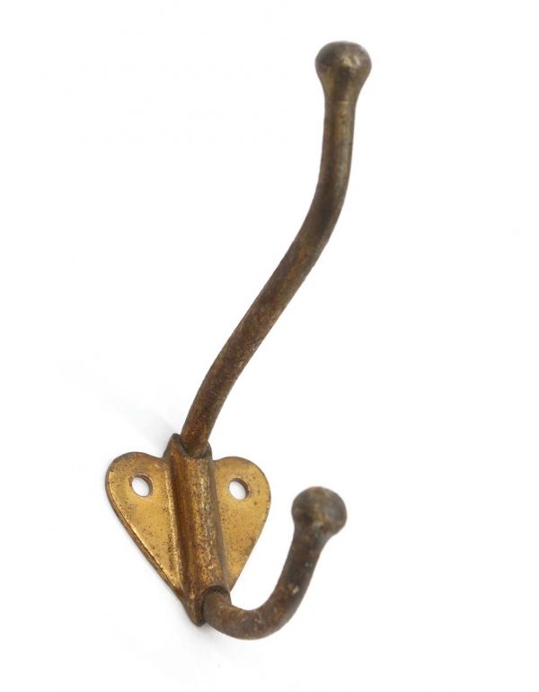 Single Hooks - Antique Brass Plated Cast Iron Heart Back Wall Hook
