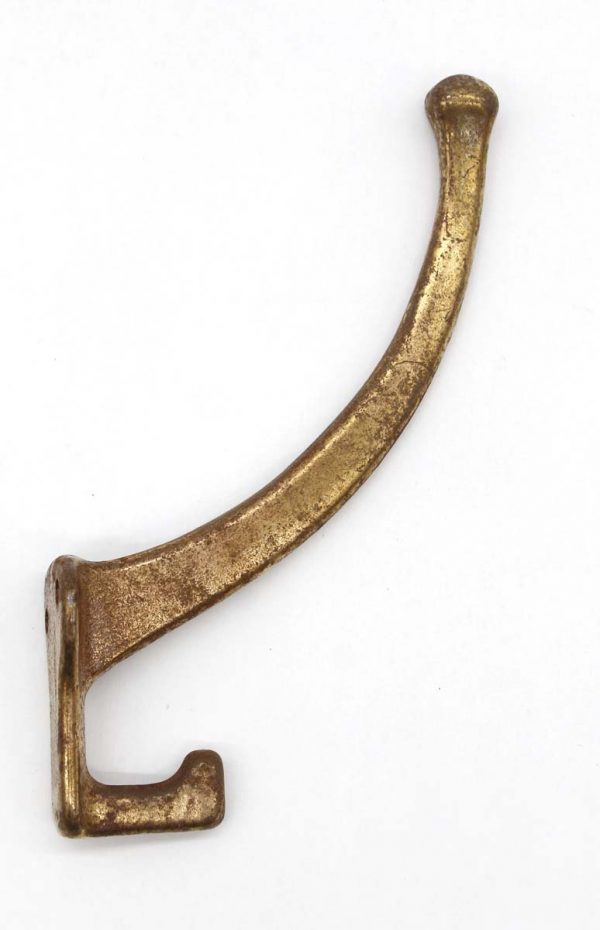 Single Hooks - Antique Cast Iron Brass Plated Two Arm Wall Hook