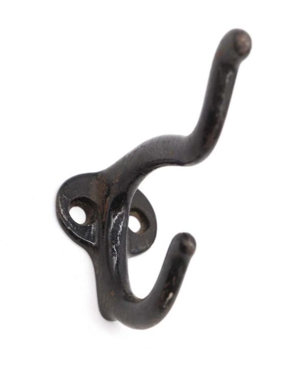 Single Hooks - Vintage Black Cast Iron Double Wall Hook