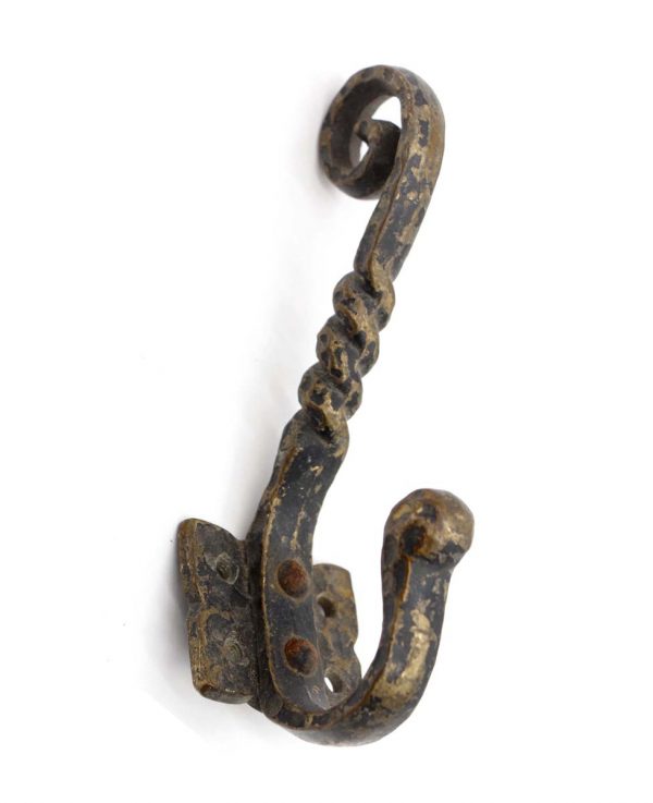 Single Hooks - Vintage Hammered Two Arm Bronze Arts & Crafts Wall Hook