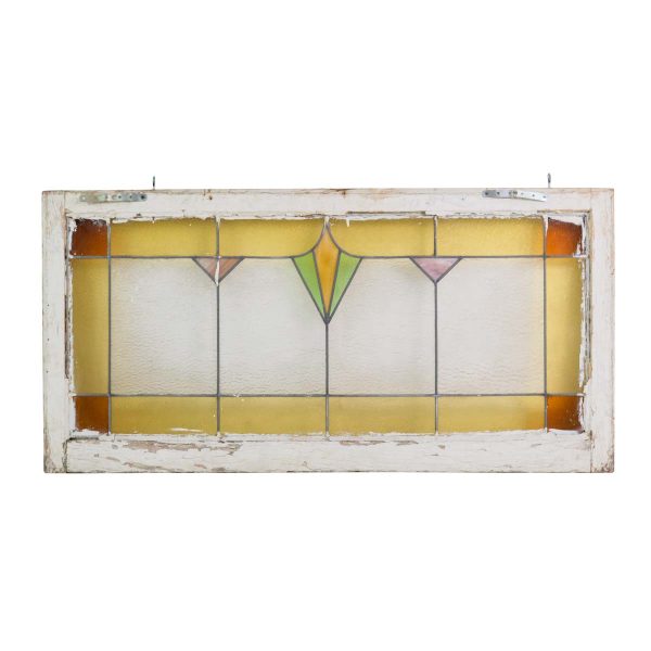 Stained Glass - Reclaimed Stained Glass Art Deco Pine Frame Window