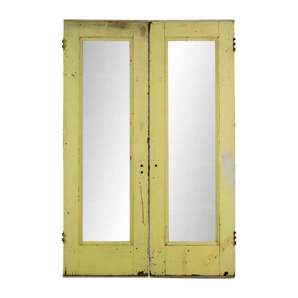 Standard Doors - Antique Full Lite Wood Double Passage Doors 90 x 60.25