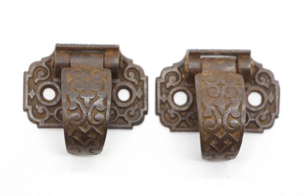 Window Hardware - Pair of 1.875 in. Cast Iron Victorian Hinged Sash Lifts