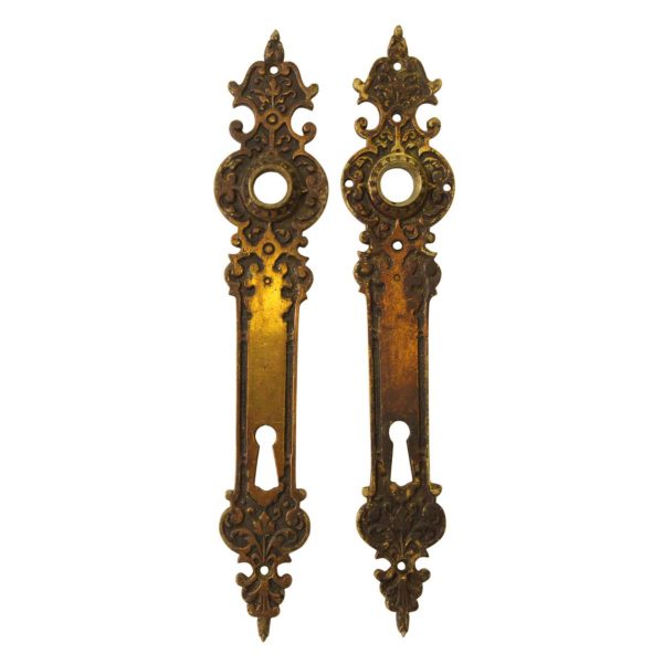 Back Plates - Pair of of Gothic European 9.375 in. Passage Door Back Plates