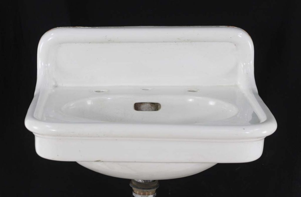 1900s White Porcelain Wall Sink with Back Splash | Olde Good Things