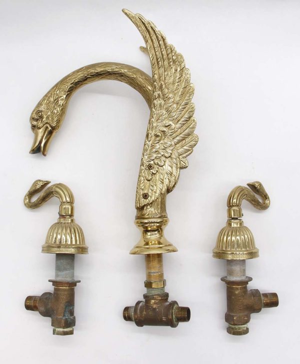 Bathroom - Antique Ornate Brass Swan Bathtub Faucet Set