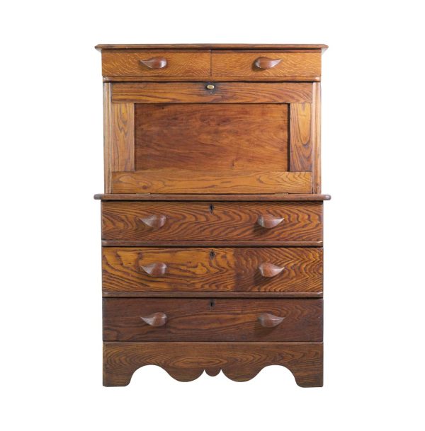 Bedroom - Rare 19th Century Hand Carved American Chestnut Secretary Desk