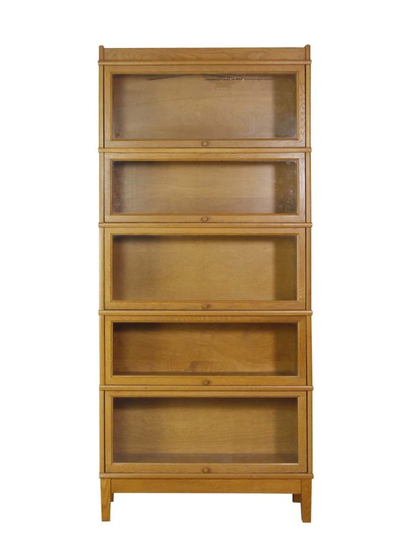 Bookcases - Antique Solid Oak 5 Section Barrister Bookcase