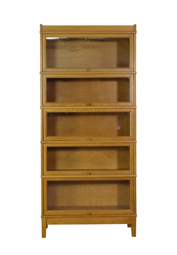 Bookcases - Antique Solid Oak with Blond Finish 5 Section Barrister Bookcase