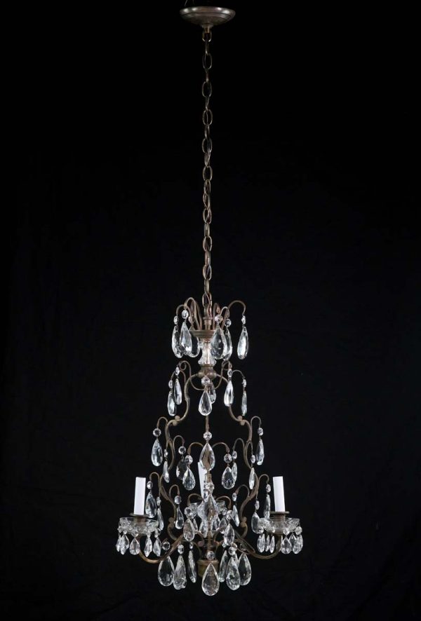 Chandeliers - Antique Bronze & Crystal 3 Arm French Chandelier