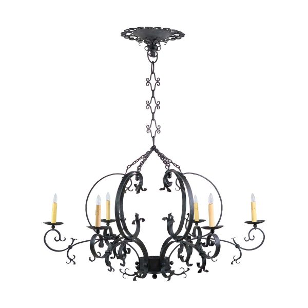 Chandeliers - Large Wrought Iron Hand Forged Detailed Chandelier