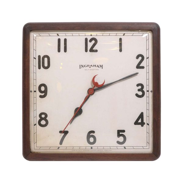 Clocks  - Vintage Ingraham Square Analog Wall Clock
