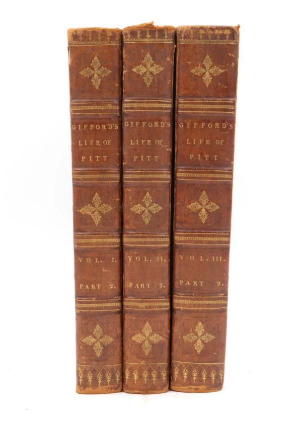 Collectibles - 1800s Gifford's Life of Pitt Volume 1-3 Leather Bound Book Set