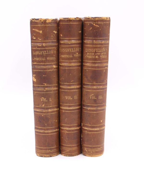 Collectibles - 3 Volume Leather Poetical Works of Henry Wadsworth Longfellow Book Set