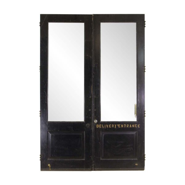 Commercial Doors - Antique 1 Lite Black Commercial Wood Doors 107 x 72.375