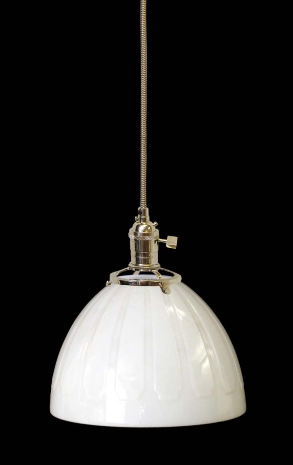 Down Lights - Custom 1920 White 8 in. Milk Glass Pendant Light