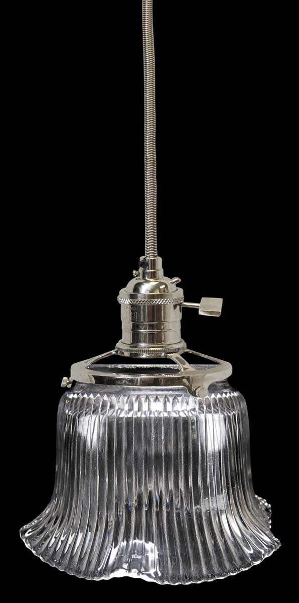 Down Lights - Custom 1920s 6 in. Glass Holophane Pendant Light