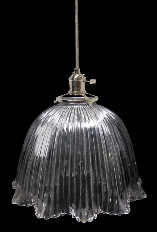 Down Lights - Custom 1920s 8 in. Holophane Clear Glass Pendant Light