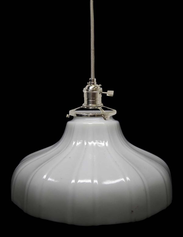 Down Lights - Custom 1920s 8.125 in. White Milk Glass Pendant Light