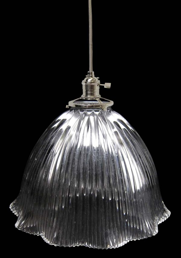 Down Lights - Custom 1920s Clear Holophane Glass 8.75 in. Pendant Light
