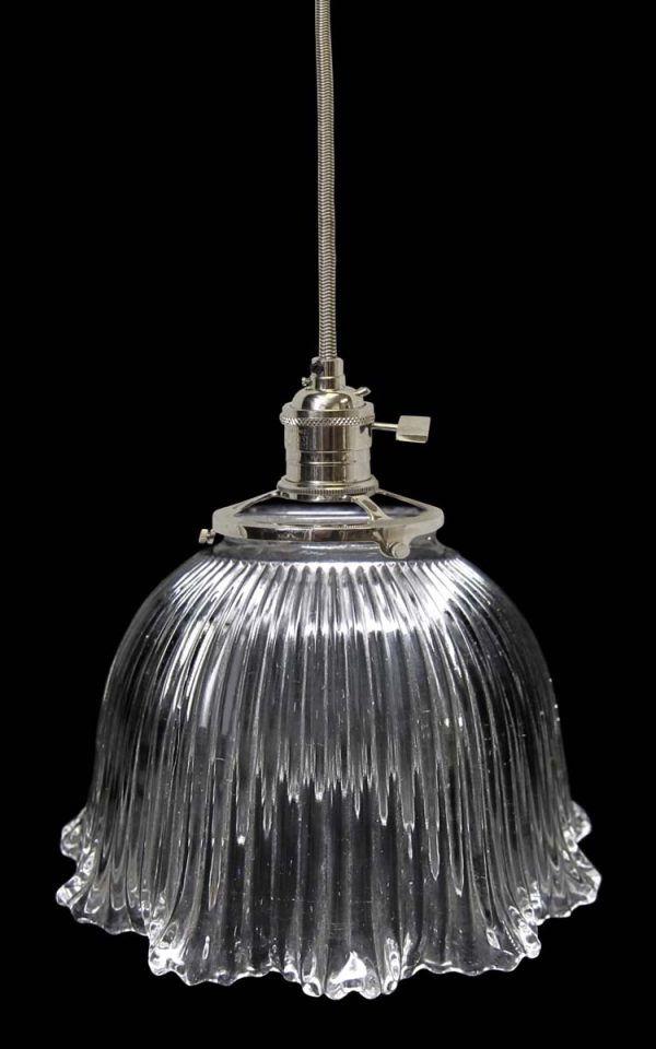 Down Lights - Custom 1920s Holophane 6 in. Glass Pendant Light