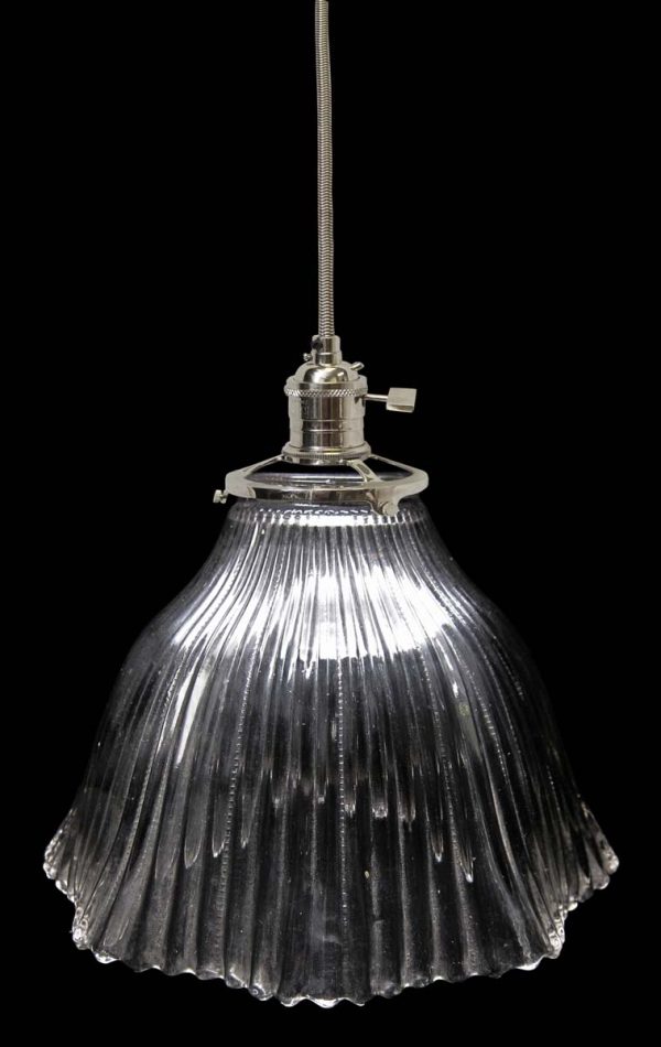 Down Lights - Custom 1920s Holophane Clear Glass 7 in. Pendant Light
