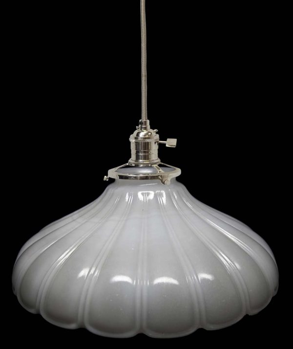 Down Lights - Custom 1920s White 9 in. Milk Glass Pendant Light