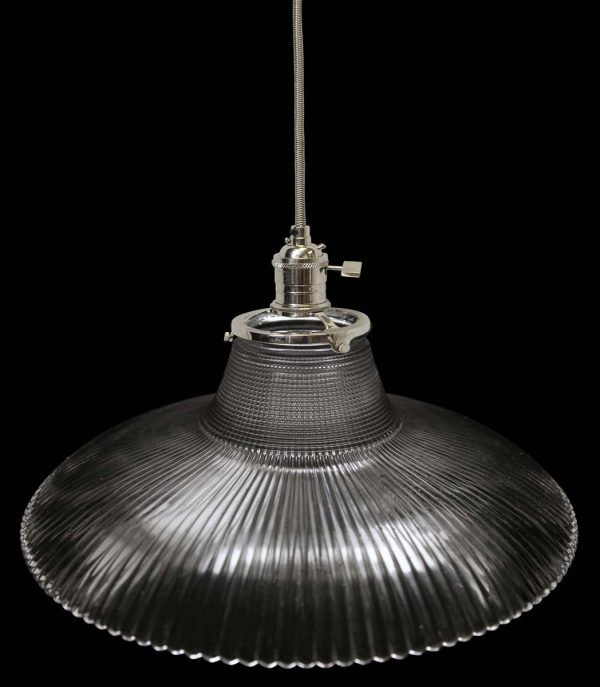 Down Lights - Custom Antique 1920s Holophane Clear 9.125 in. Pendant Light