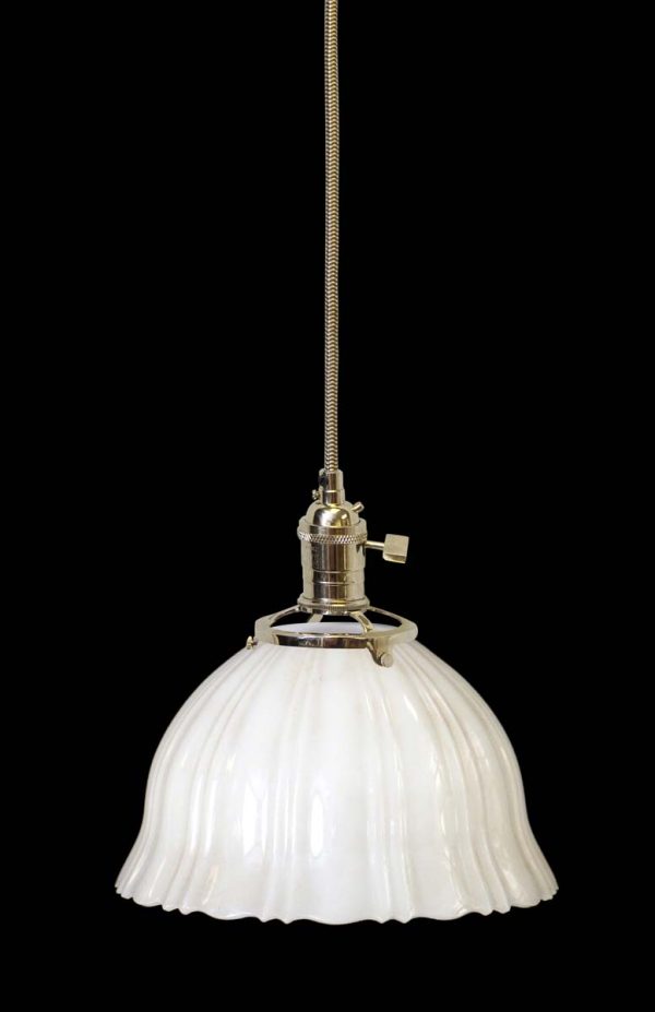 Down Lights - Custom Antique 8.25 in. White Milk Glass Pendant Light