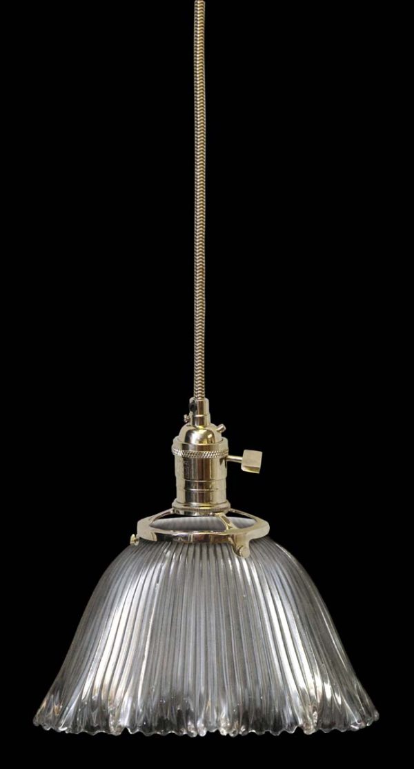Down Lights - Custom Antique Clear Holophane 6.5 in. Glass Pendant Light
