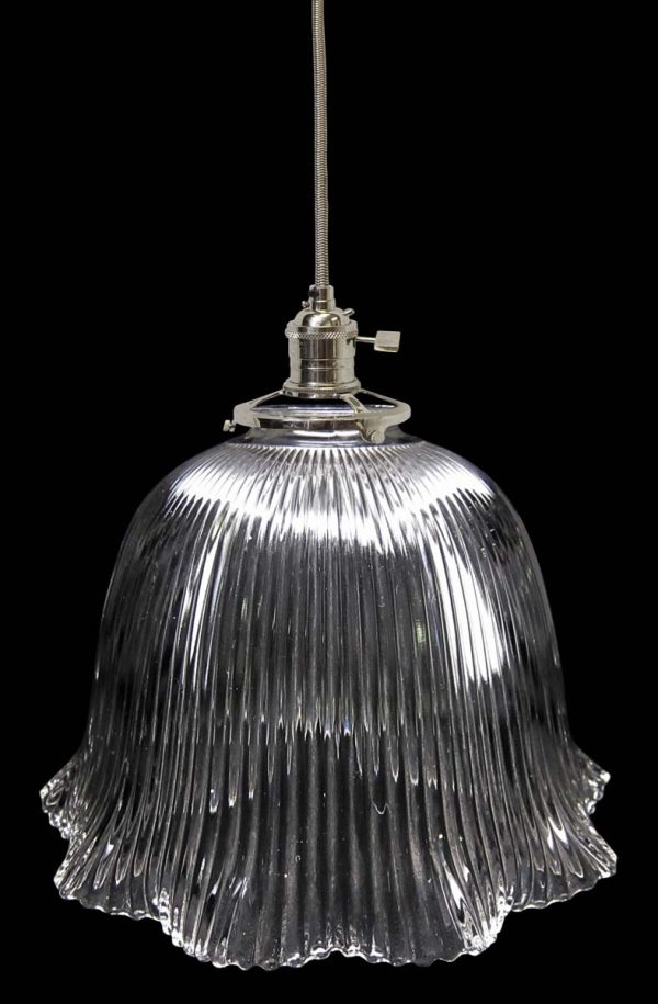 Down Lights - Custom Antique Clear Holophane 9.375 in. Glass Pendant Light