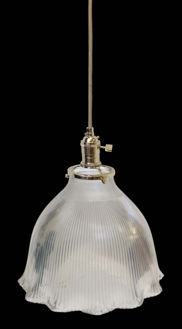 Down Lights - Custom Antique Holophane 10.75 in. Clear Glass Pendant Light