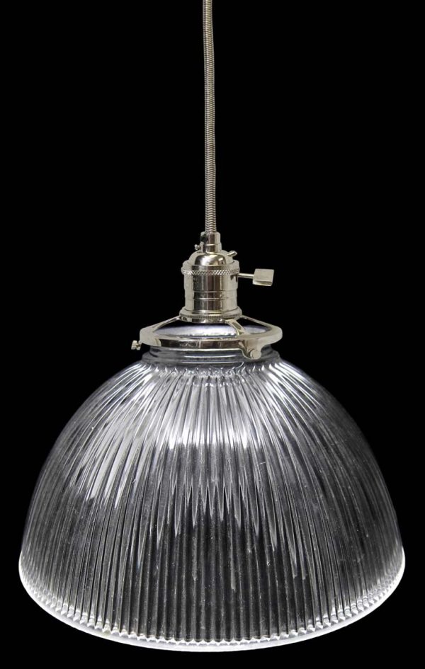 Down Lights - Custom Antique Holophane 7 in. Clear Glass Pendant Light