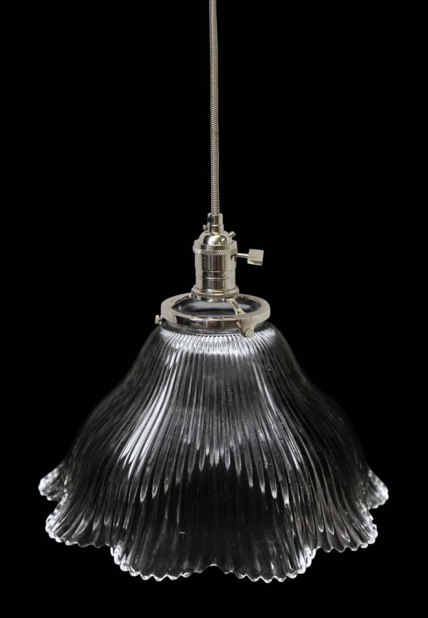 Down Lights - Custom Antique Holophane 7.75 in. Clear Glass Pendant Light