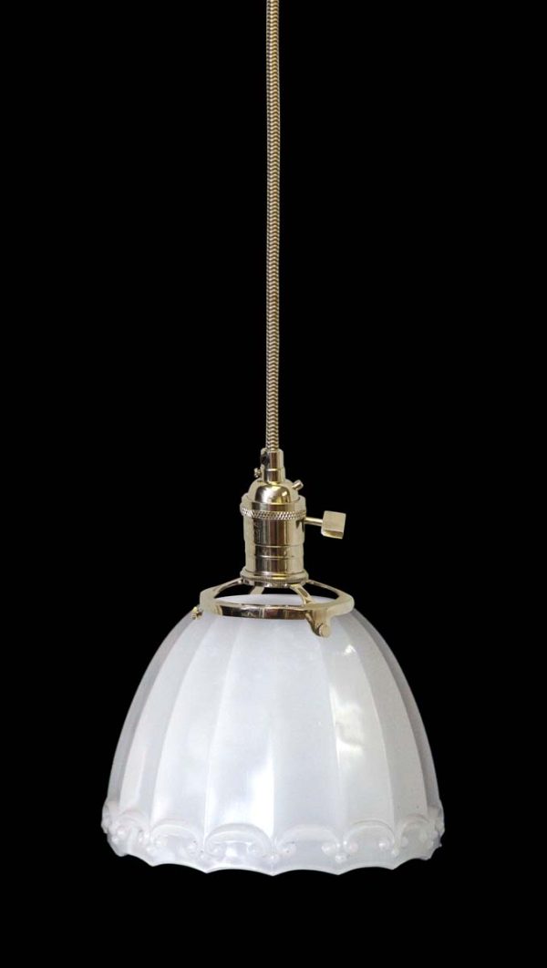 Down Lights - Custom Antique Milk Glass White 5.5 in. Pendant Light