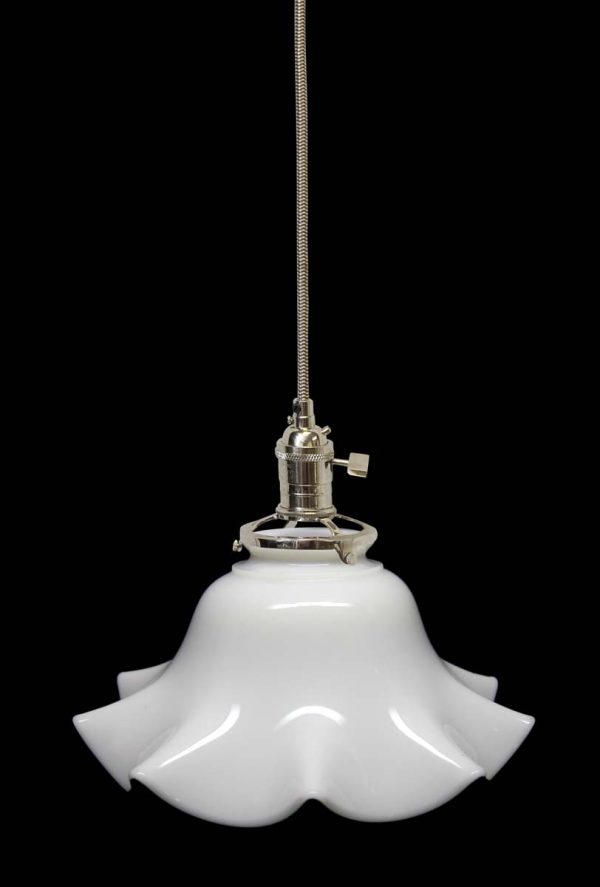 Down Lights - Custom Antique White Milk Glass 8 in. Pendant Light