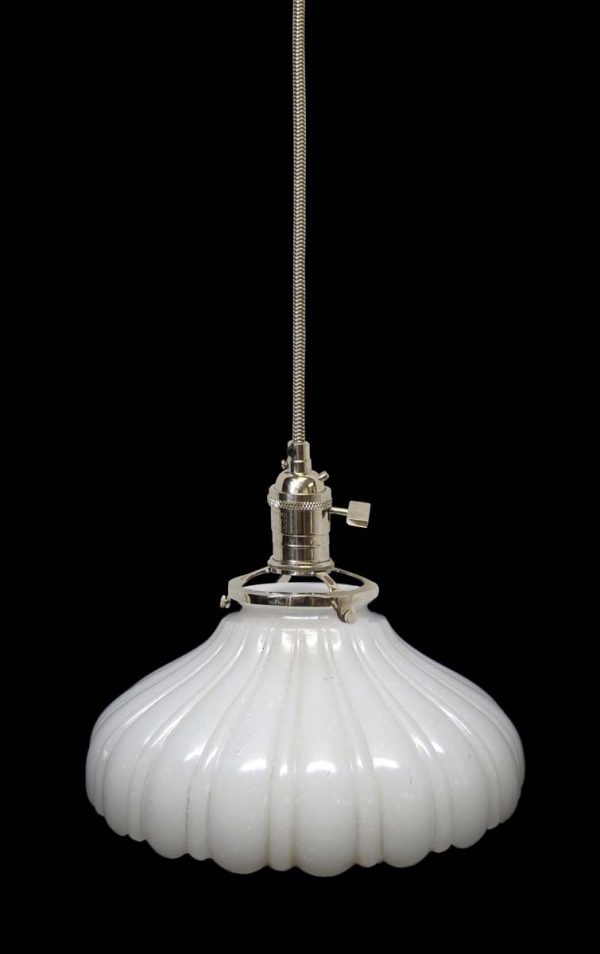 Down Lights - Custom White Milk Glass 7.25 in. 1920s Pendant Light