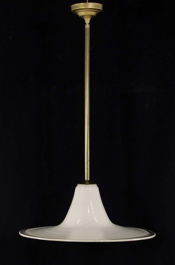 Down Lights - Vintage Blown Glass Beige Swirled Brass Pole Pendant Light