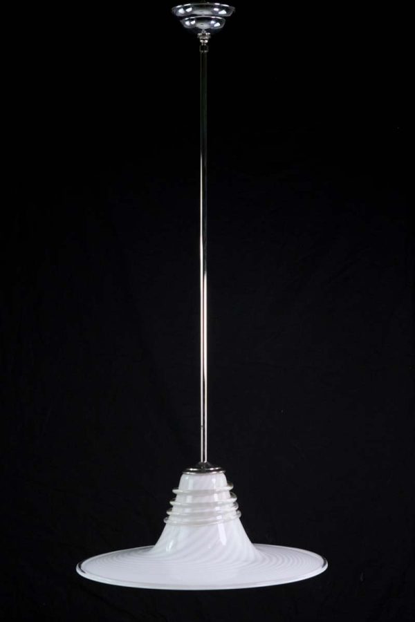 Down Lights - Vintage Hand Blown White Murano Glass Pendant Light